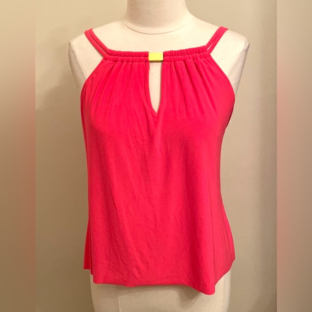 Aqua Green Coral Orange Pink SZ S Tropical Boho Beachy Summer Vibes Takini Top